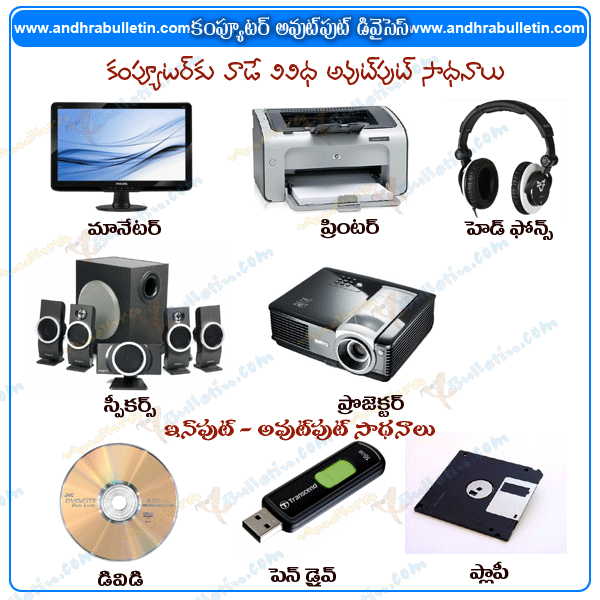 computer output devices notes, computer output devices list, computer output devices in telugu, computer output devices photos, computer output devices images, computer output devices and their functions in telugu